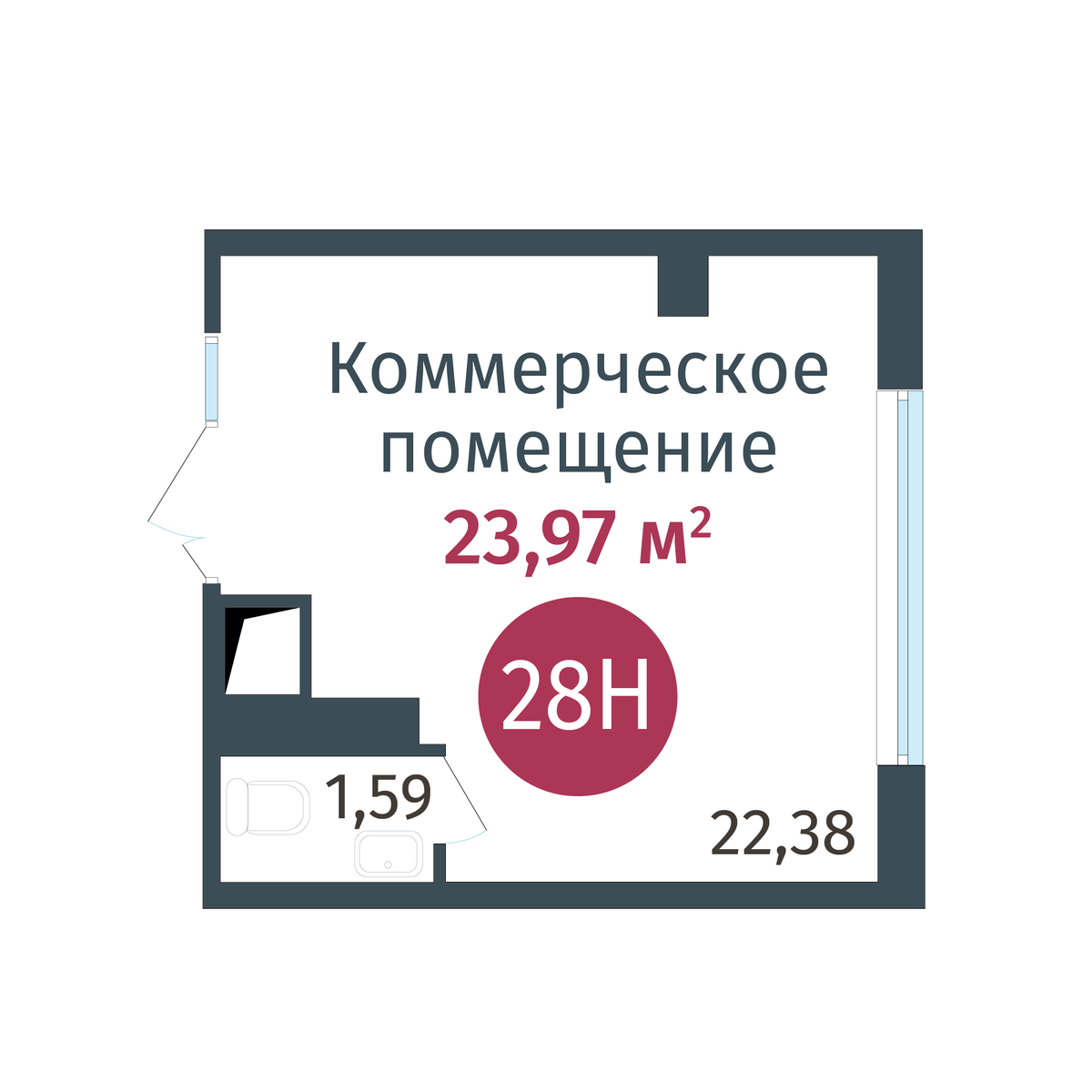 Планировка Коммерческое помещение №28, 23.97 м²