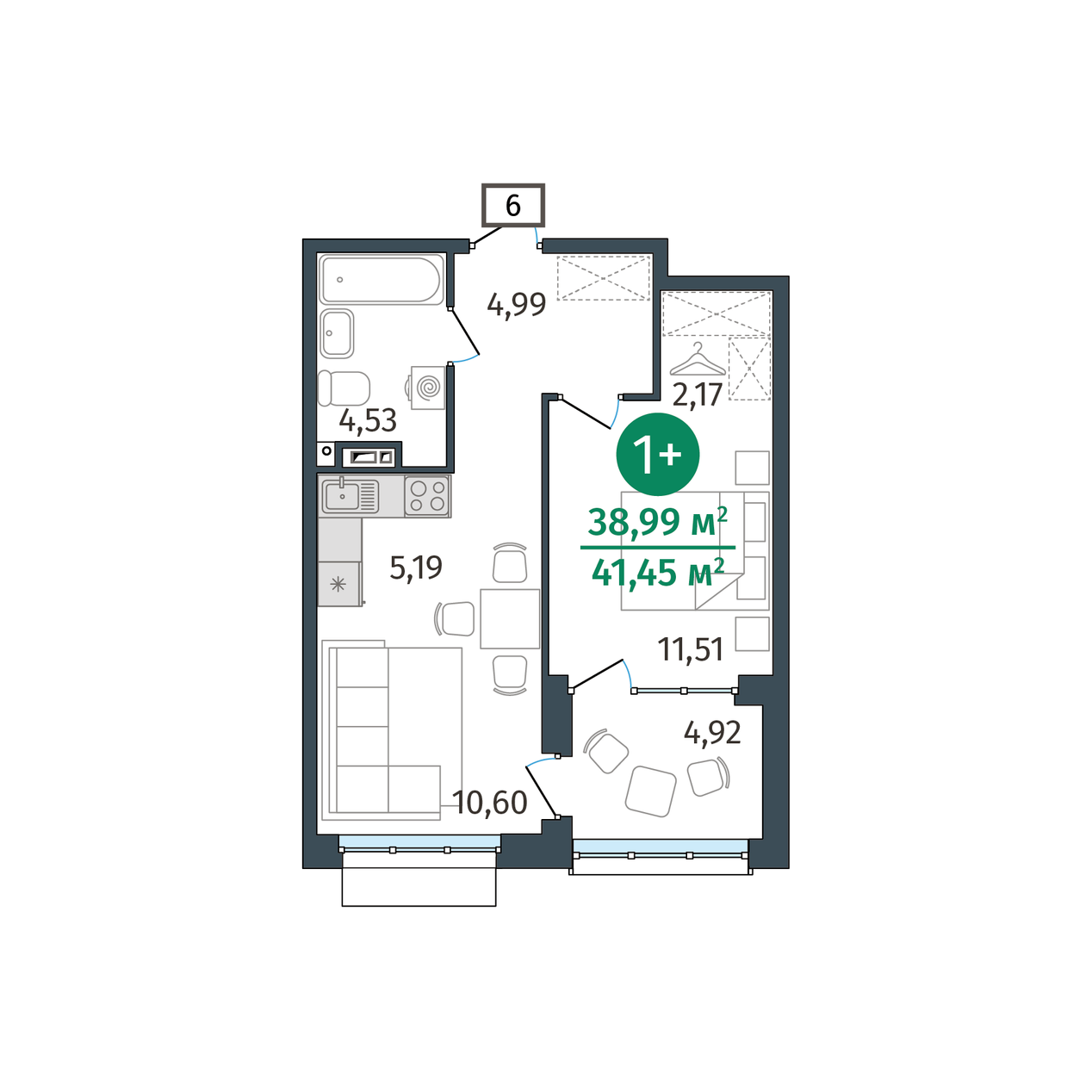 Планировка 1-комн.