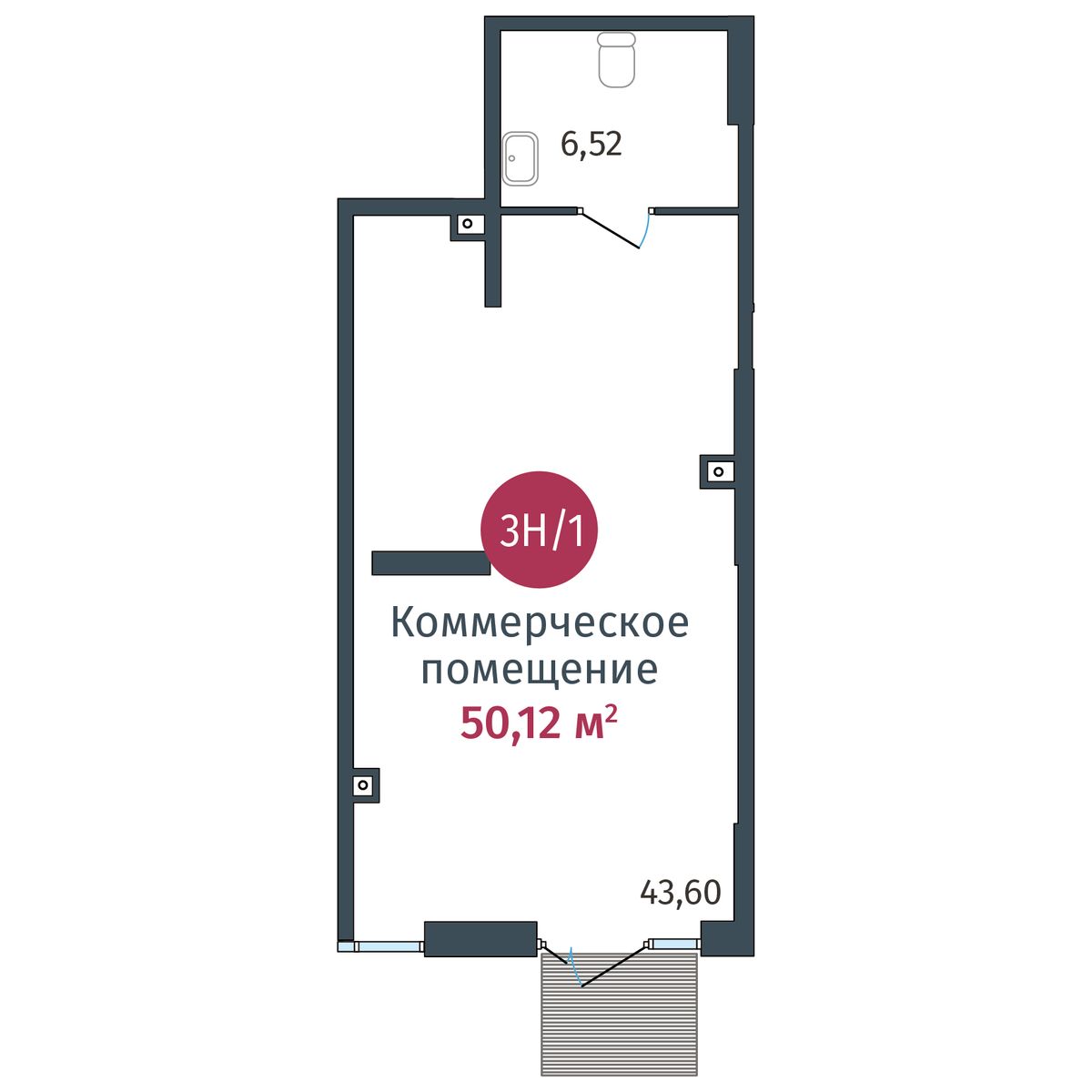 Планировка Коммерческое помещение №3Н/1, 50.12 м²
