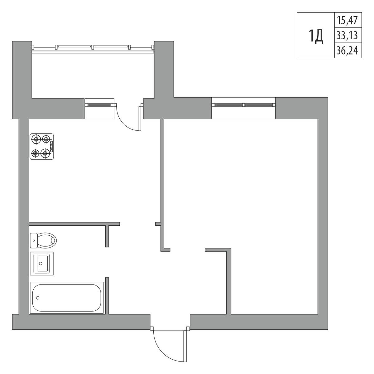 Планировка 1-комн. 3