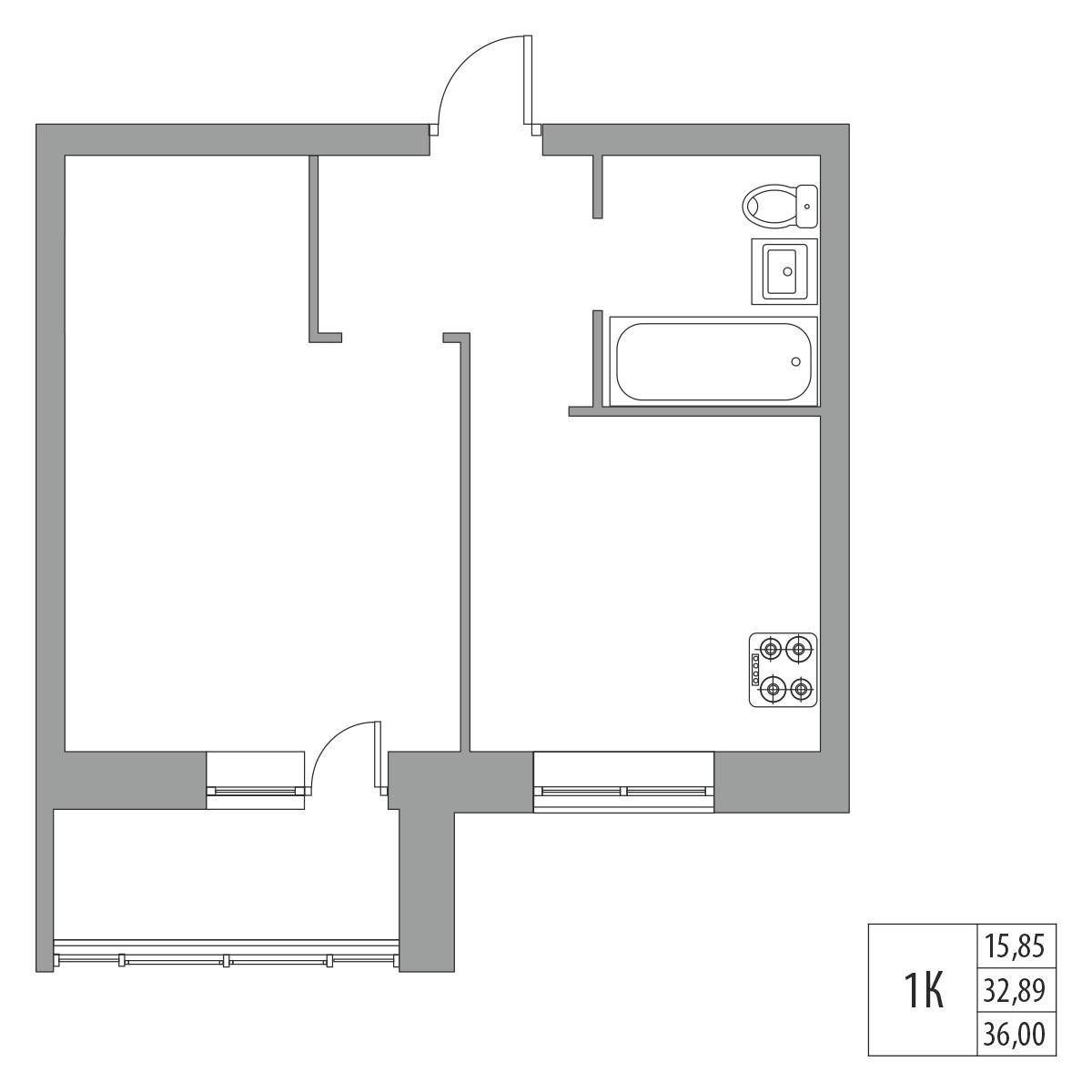 Планировка 1-комн. 3