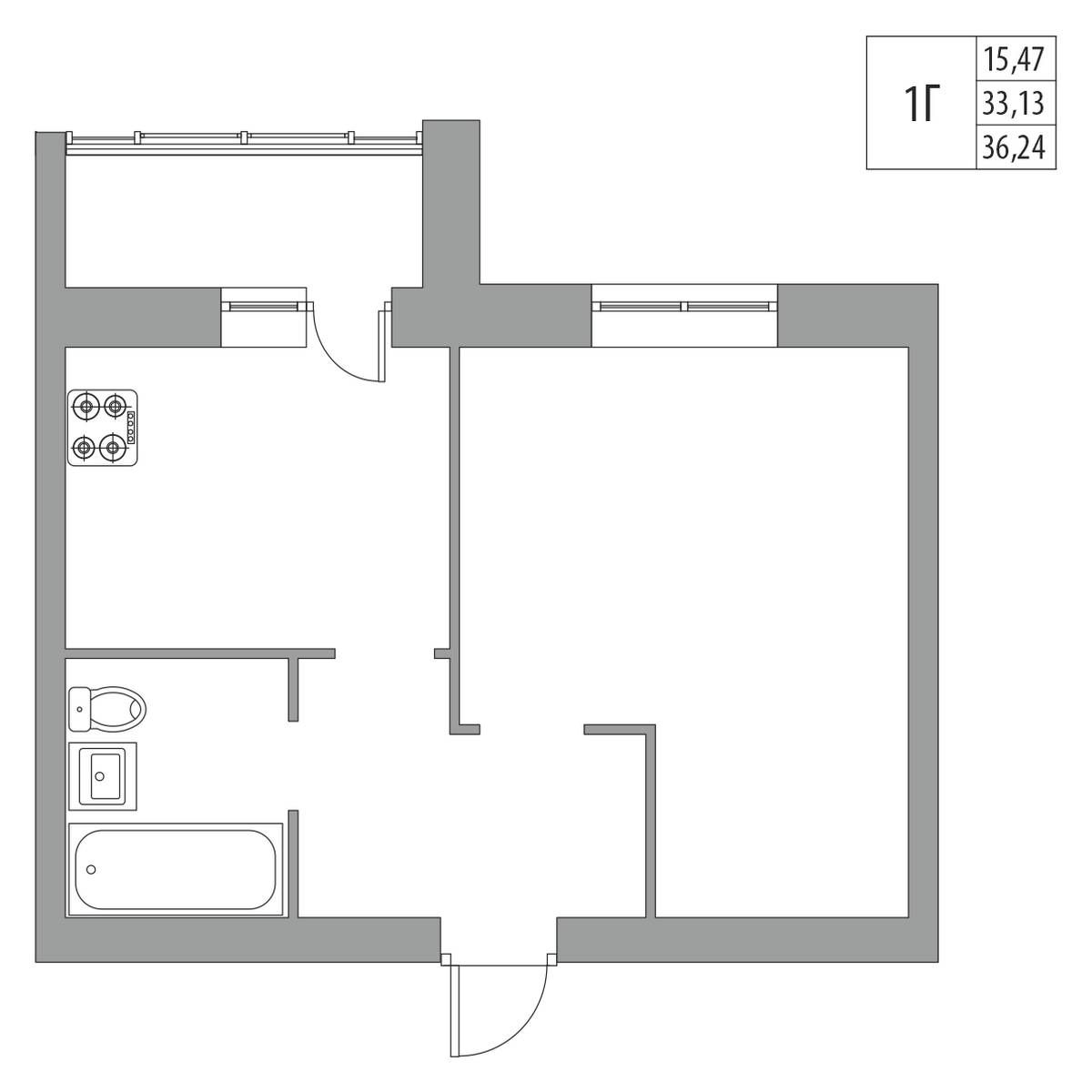 Планировка 1-комн. 3