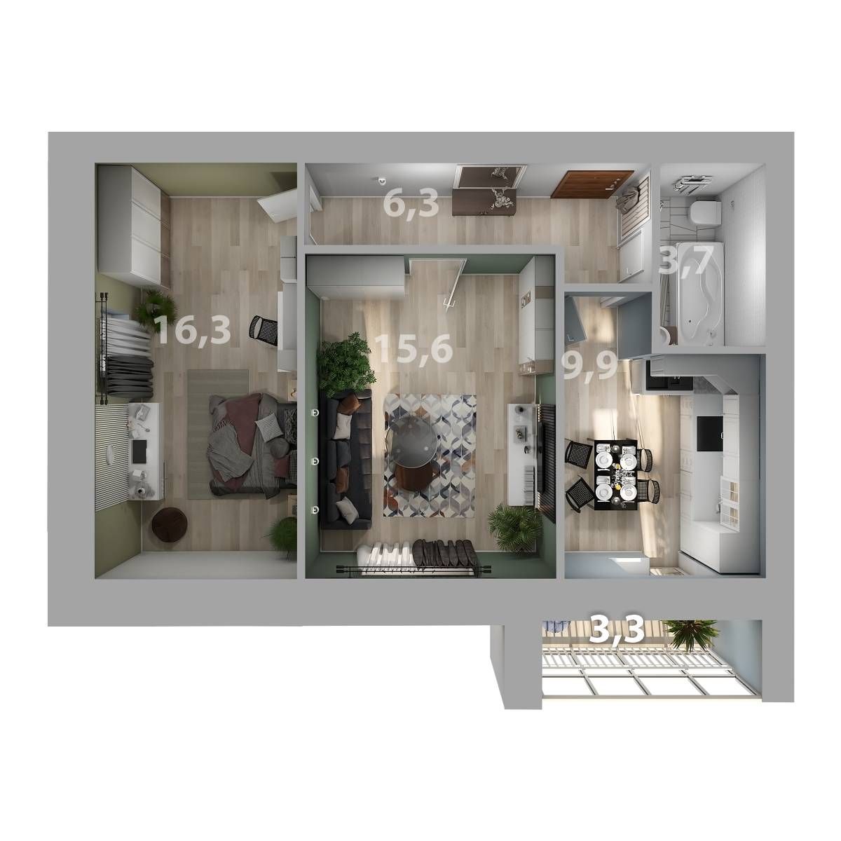 Планировка 2-комн. 6