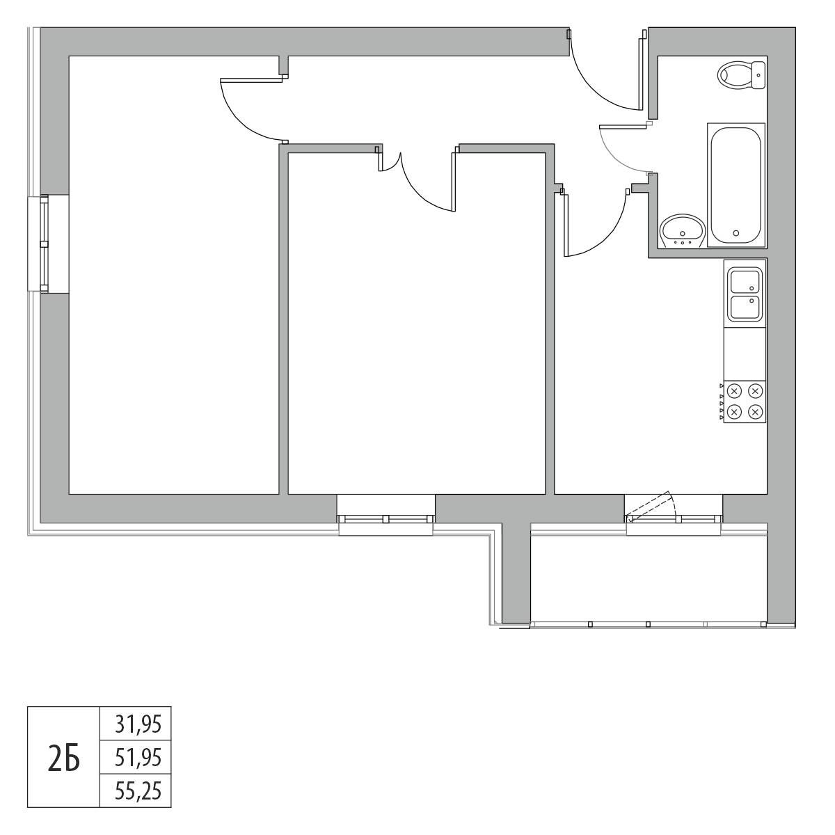 Планировка 2-комн. 5