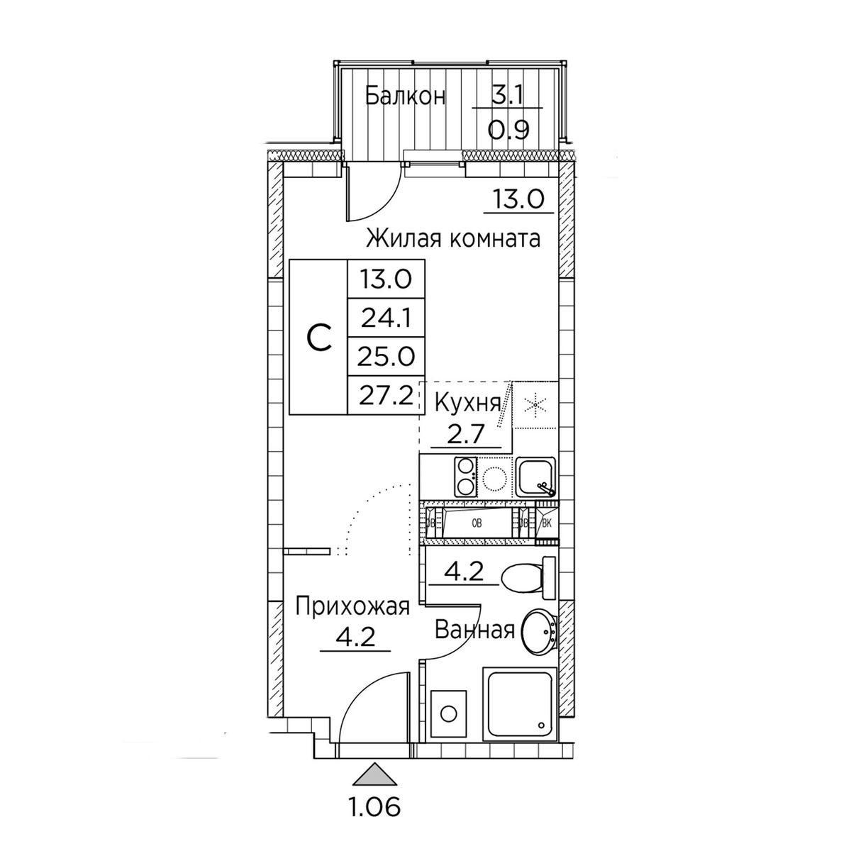 Планировка Студия