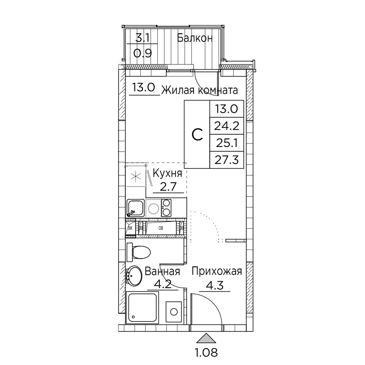 Планировка Студия