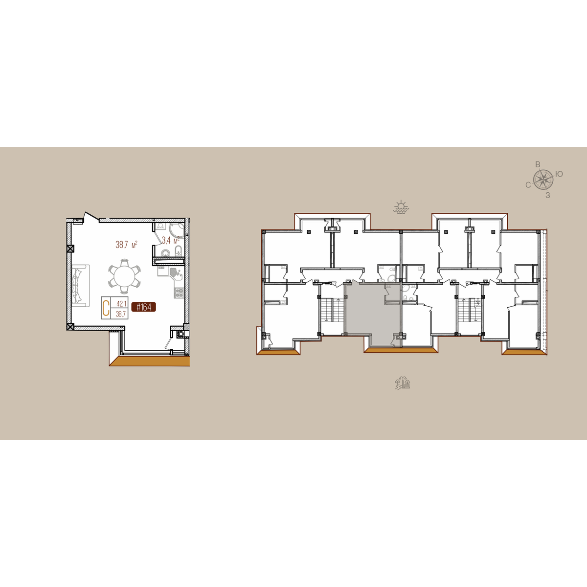Студия, 42.1 м² · Уютный