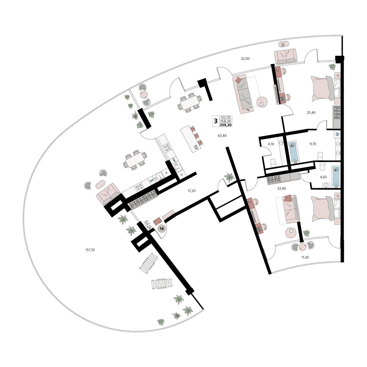 3-к, 359.3 м² · Атлантис