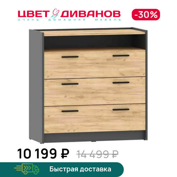 

Комод Sendy НМ 011.04, Антрацит/дуб крафт золотой, Sendy НМ 011.04