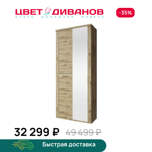 Шкаф двустворчатый с зеркалом Альтеро New 2DZ