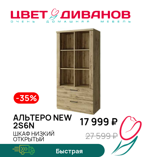 

Шкаф низкий открытый Альтеро New 2S6N, Дуб наварра, Альтеро New 2S6N