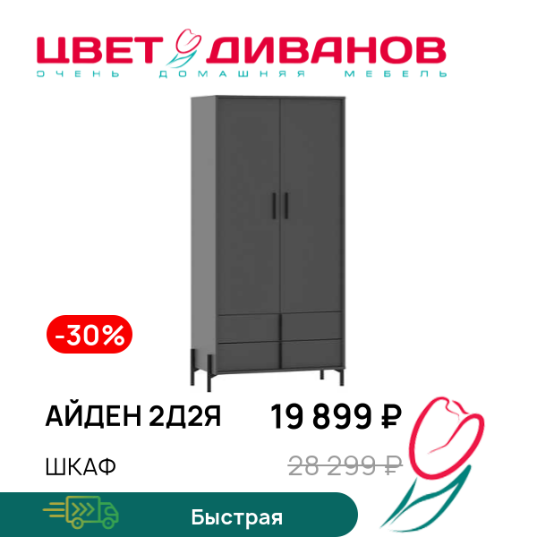

Шкаф Айден 2Д2Я, Антрацит, Айден 2Д2Я