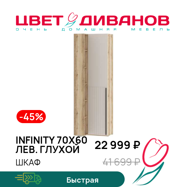 

Шкаф Infinity 70х60 ЛЕВ. глухой, Дуб делано / сантьяго, Infinity 70х60 ЛЕВ. глухой