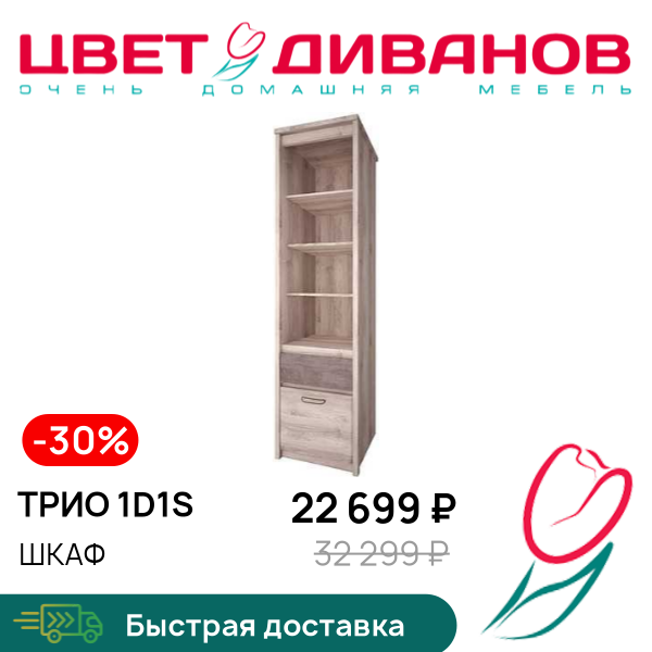 

Шкаф Трио 1D1S, Каштан найроби/оникс, Трио 1D1S