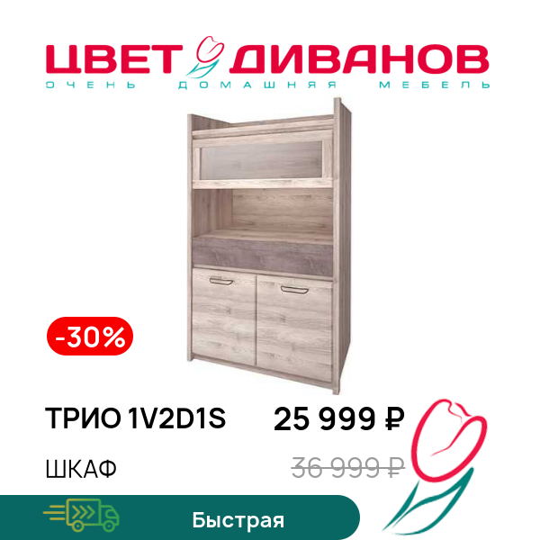 

Шкаф Трио 1V2D1S, Каштан найроби/оникс, Трио 1V2D1S