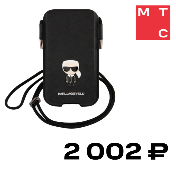 

Чехол Karl Lagerfeld, для смартфонов Pouch PU Saffiano Ikonik Patch (metal) L size Черный