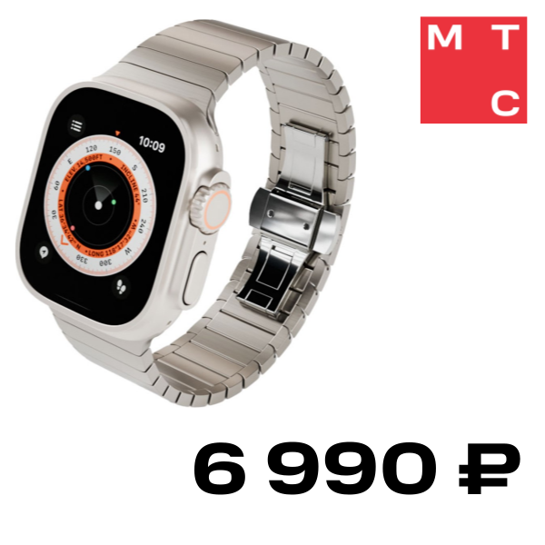 

Ремешок для умных часов VLP, Titanium Band для Apple Watch 42|44|45|49 Серый