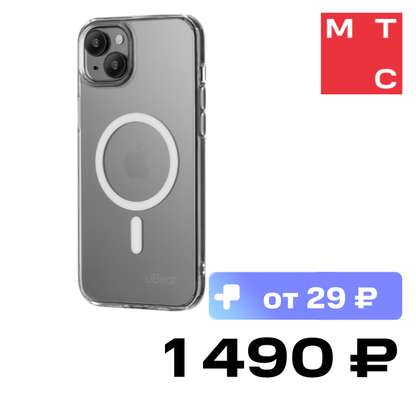 

Чехол-накладка uBear, Real Mag Case для iPhone 15 Plus Прозрачный