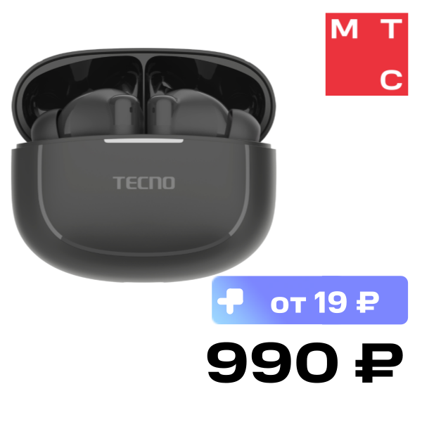 

Беспроводные наушники TECNO, Buds 4 Air Черные
