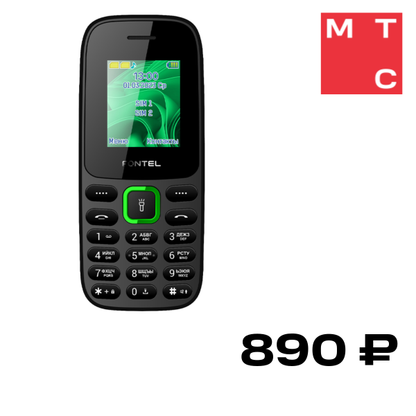 Мобильный телефон Fontel FP200 DS Черно-зеленый