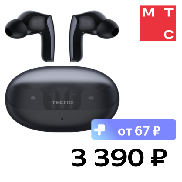 

Беспроводные наушники TECNO, Sonic 2 Черные