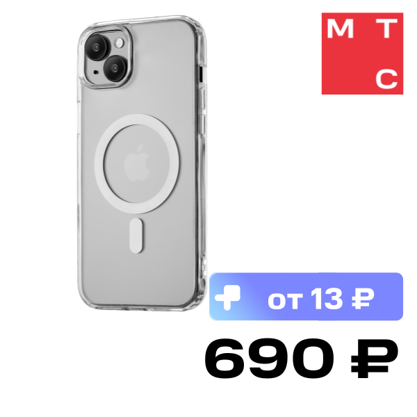 

Чехол-накладка Rocket, Prime с MagSafe для iPhone 15 Plus Прозрачный
