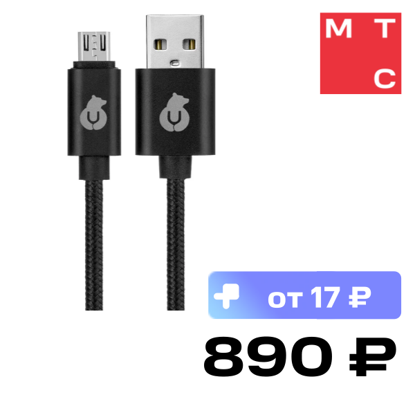 

Дата-кабель uBear, Cord Micro-USB USB-A до 2А Черный