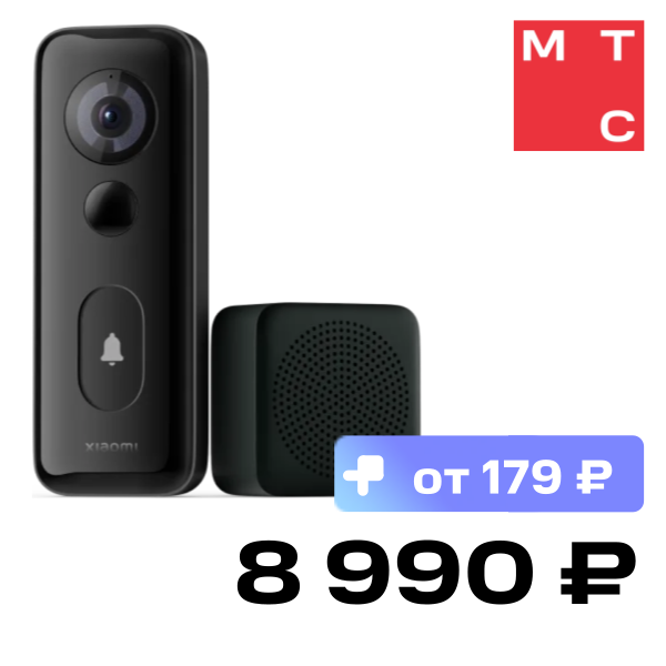 

Умный дверной звонок Xiaomi, Smart Doorbell 3S Черный