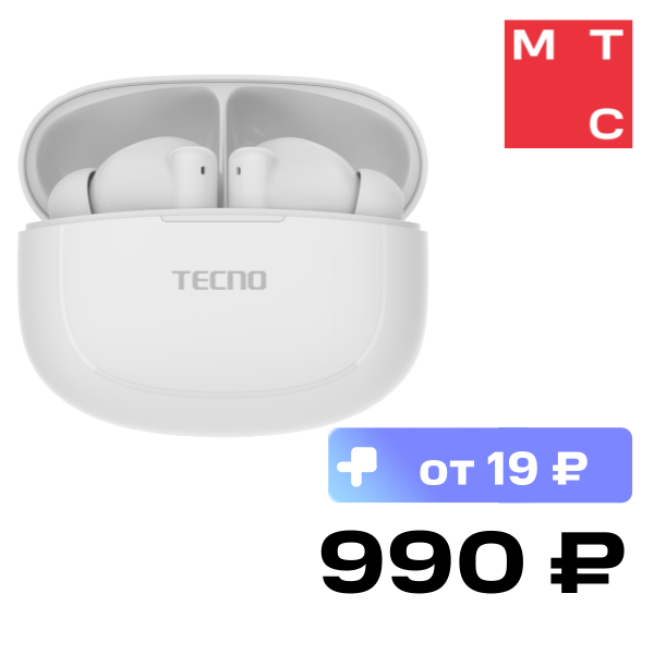 

Беспроводные наушники TECNO, Buds 4 Air Белые