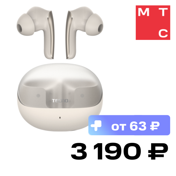

Беспроводные наушники TECNO, Sonic 2 Белые