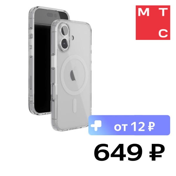 

Чехол-накладка VLP, Air Case с MagSafe для iPhone 16 Plus Прозрачный