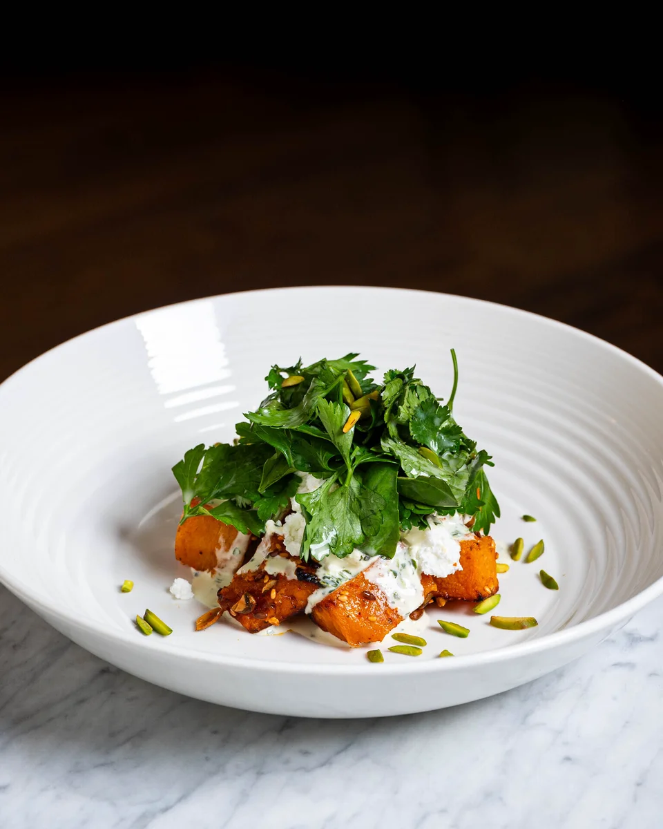 Butternut squash/mint yoghurt