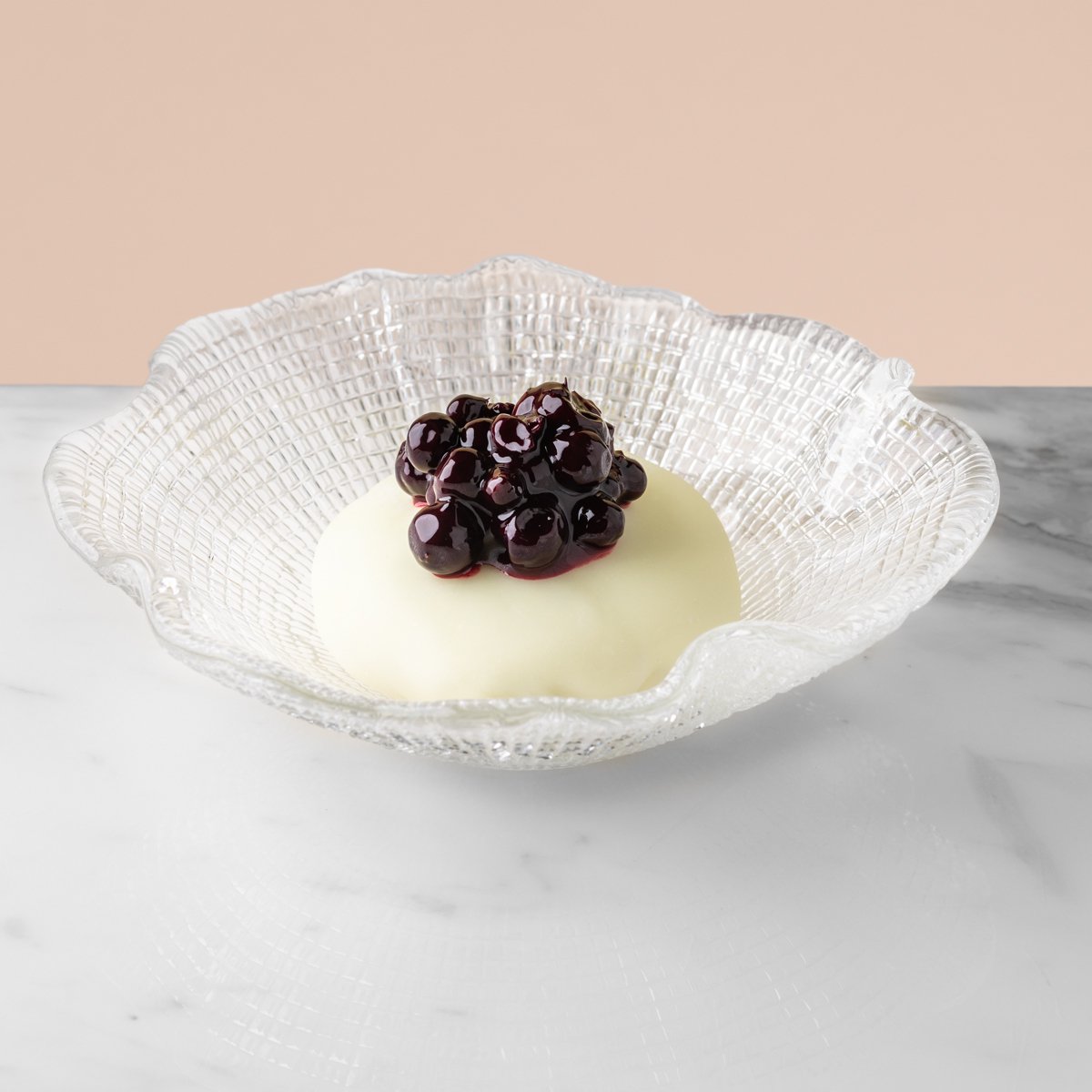 Mochi with black currant ganache