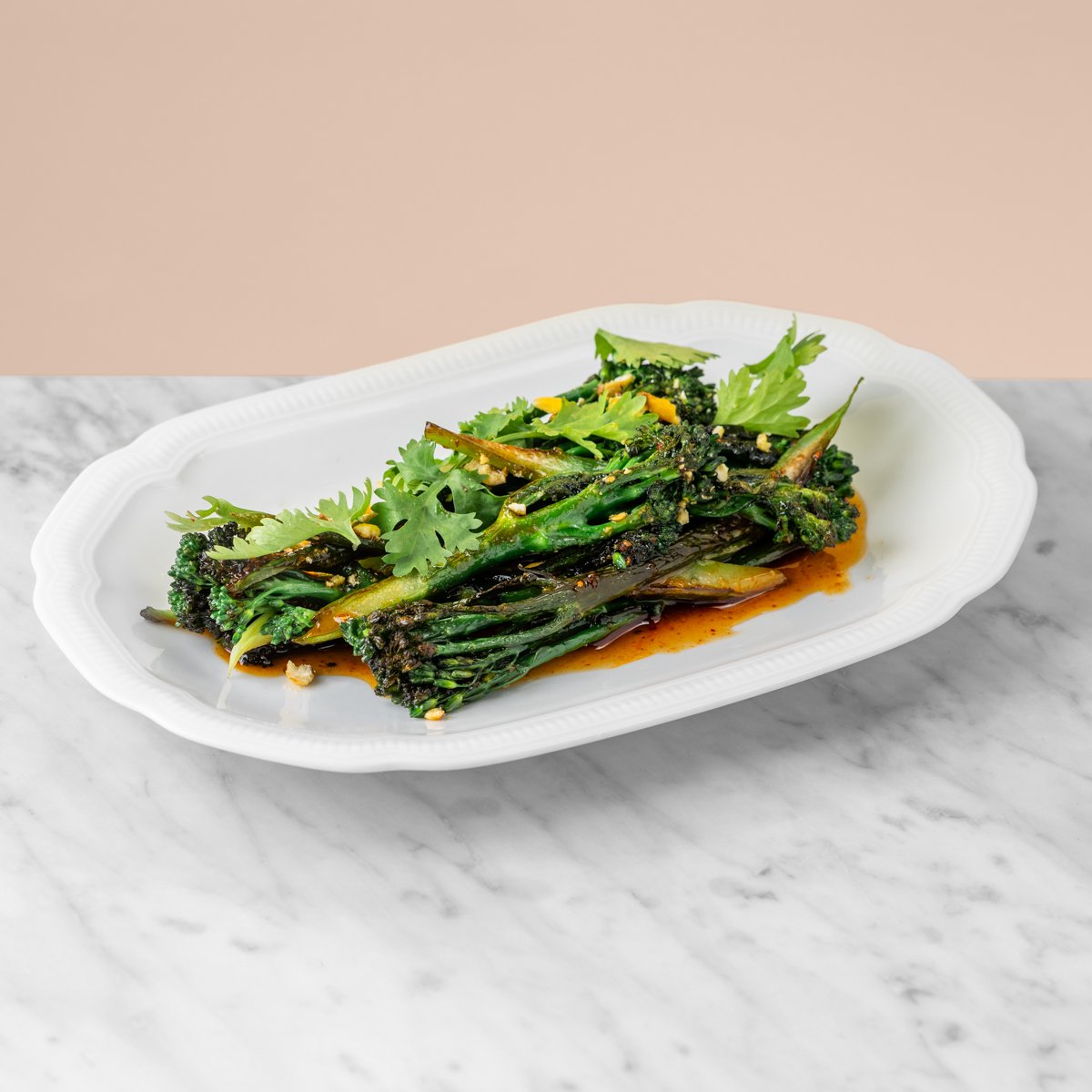 Broccolini with spicy dressing.