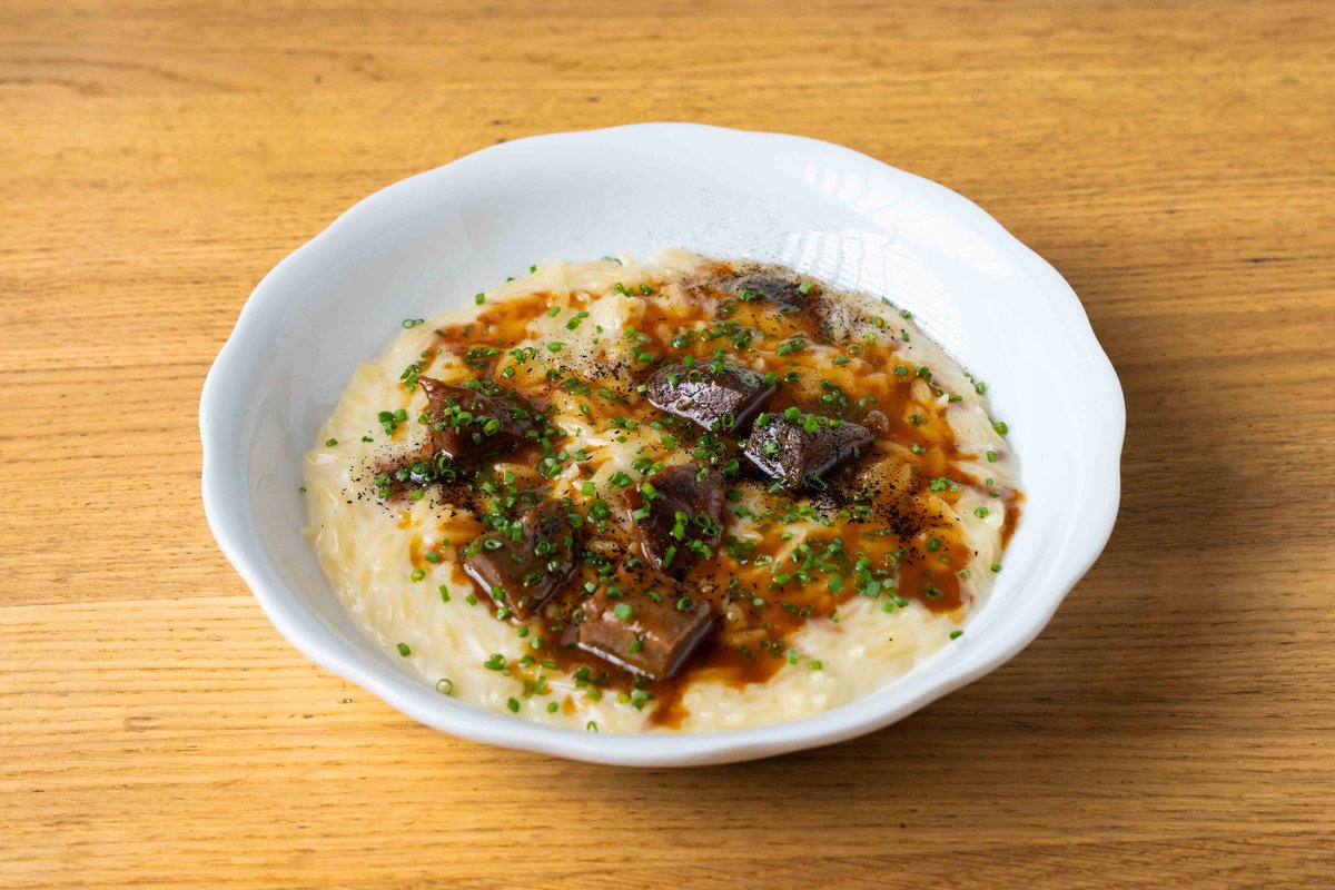 Паста орзо с телячьими щёчками