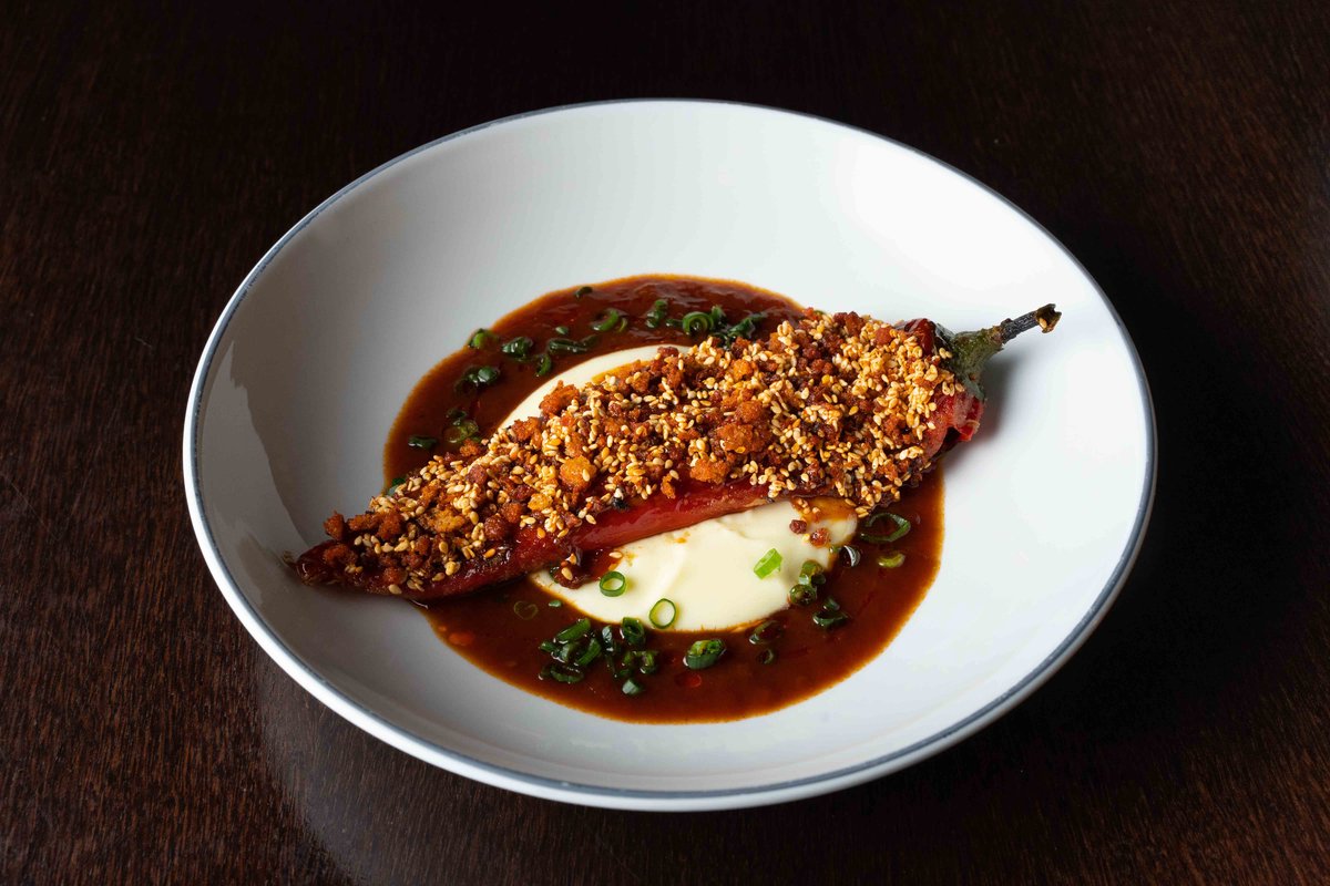 Жареный перец рамиро с картофельным пармантье