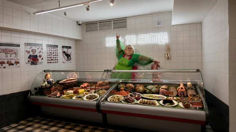 Арт-инсталляция «Мясной прилавок» в Магазине невозможного