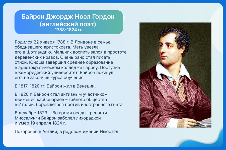 «Ты кончил жизни путь, герой!..» Д. Байрон