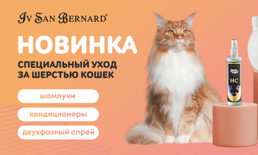 Новинки Iv San Bernard: шампуни, кондиционеры и спрей для кошек