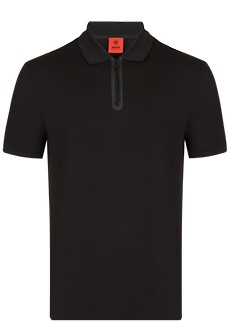 Черная футболка-поло из хлопка и модала STRELLSON