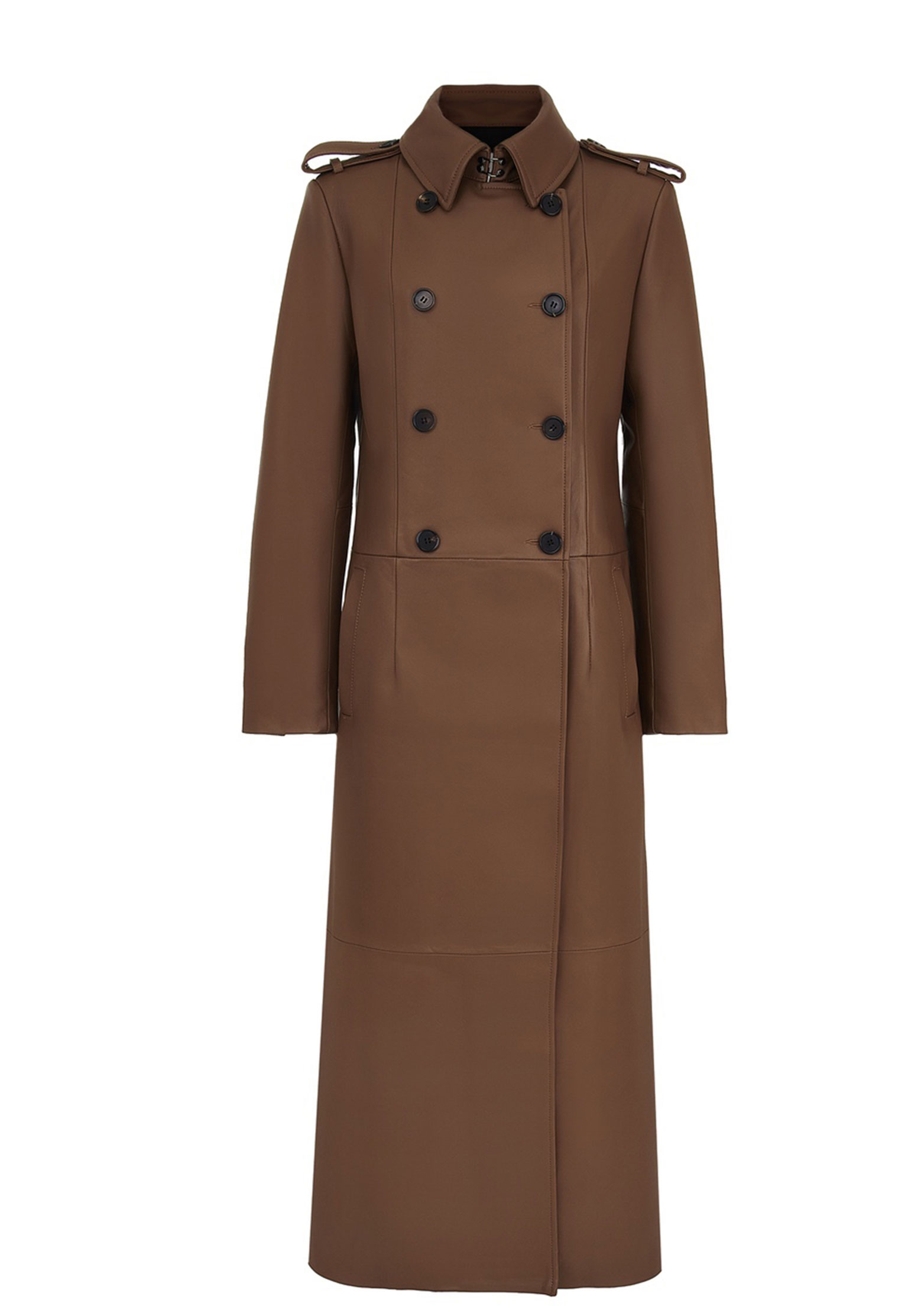 Кожаный двубортный плащ Сиенна THE REAL BASE 170000₽