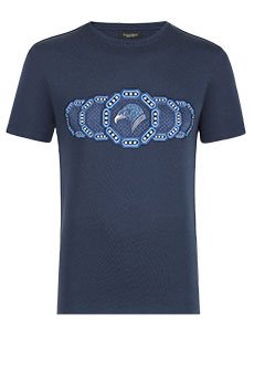 Темно-синяя футболка с вышивкой STEFANO RICCI