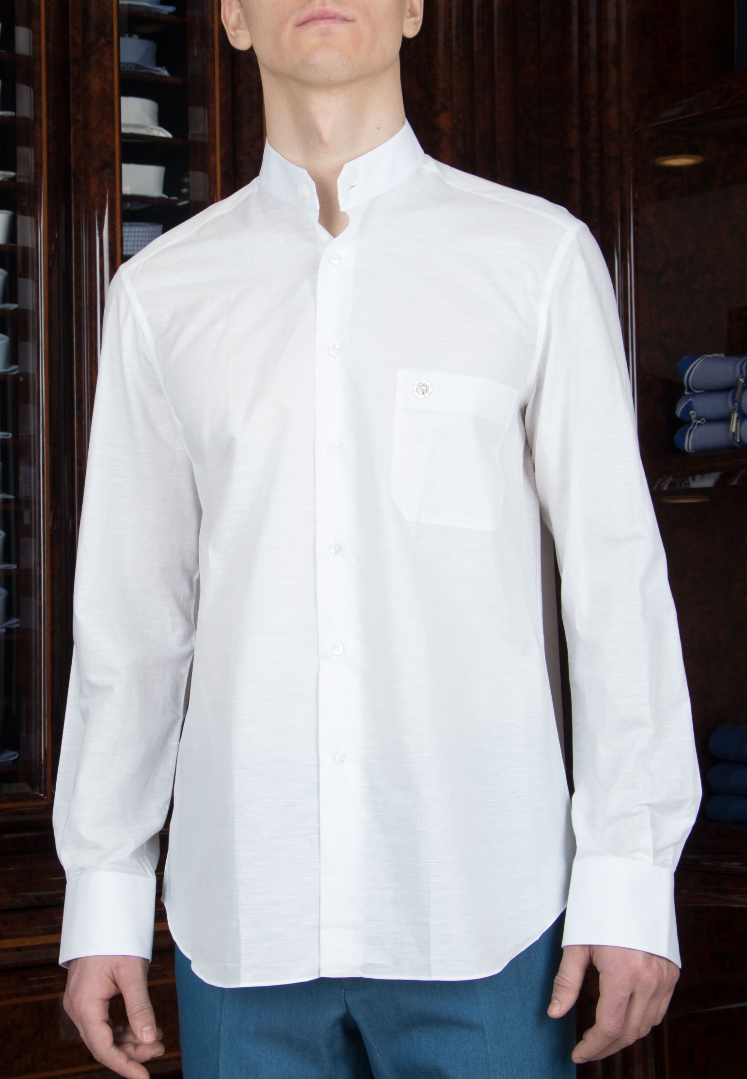 Рубашка из смеси льна и хлопка STEFANO RICCI Белый, размер 45 108307 - фото 1