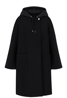 Черное пальто с капюшоном EMPORIO ARMANI