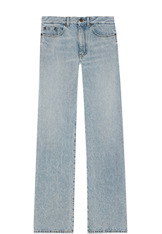 Широкие джинсы с потертостями SAINT LAURENT