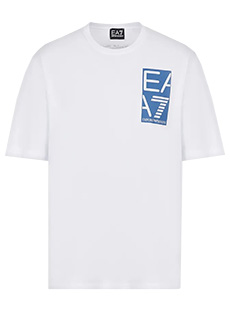 Хлопковая футболка с принтом на спине EA7