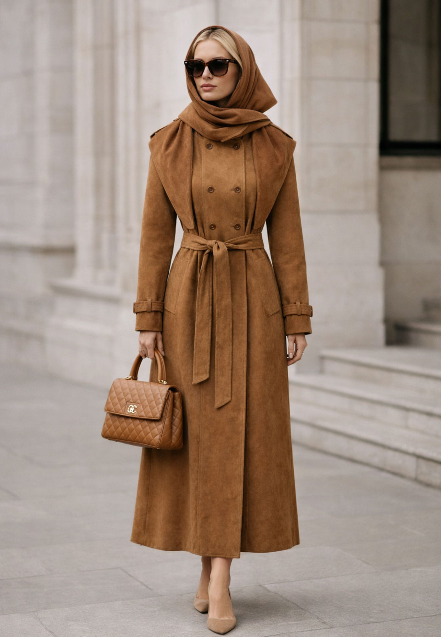 

Тренч с косынкой SFILATO, Коричневый, Коричневый