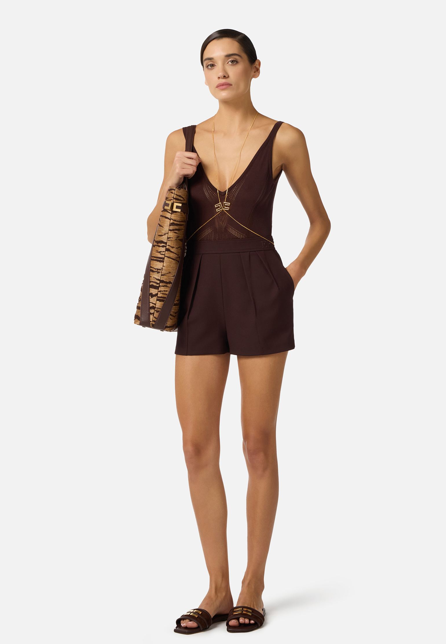 

Боди ELISABETTA FRANCHI, Коричневый, Коричневый