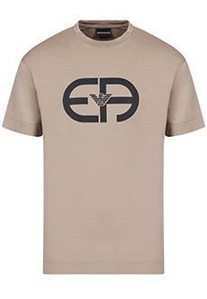 Бежевая футболка с логотипом EMPORIO ARMANI