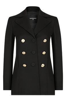 Черное приталенное пальто с золотистыми акцентами PATRIZIA PEPE